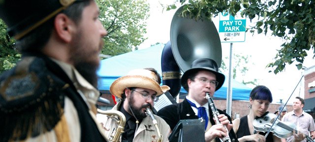 Edward Norton's Stationary Marching Band performing in Union Square