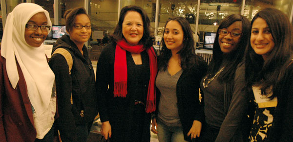 Catalyst Awards keynote speaker Una Ryan with Science Club For Girls participants